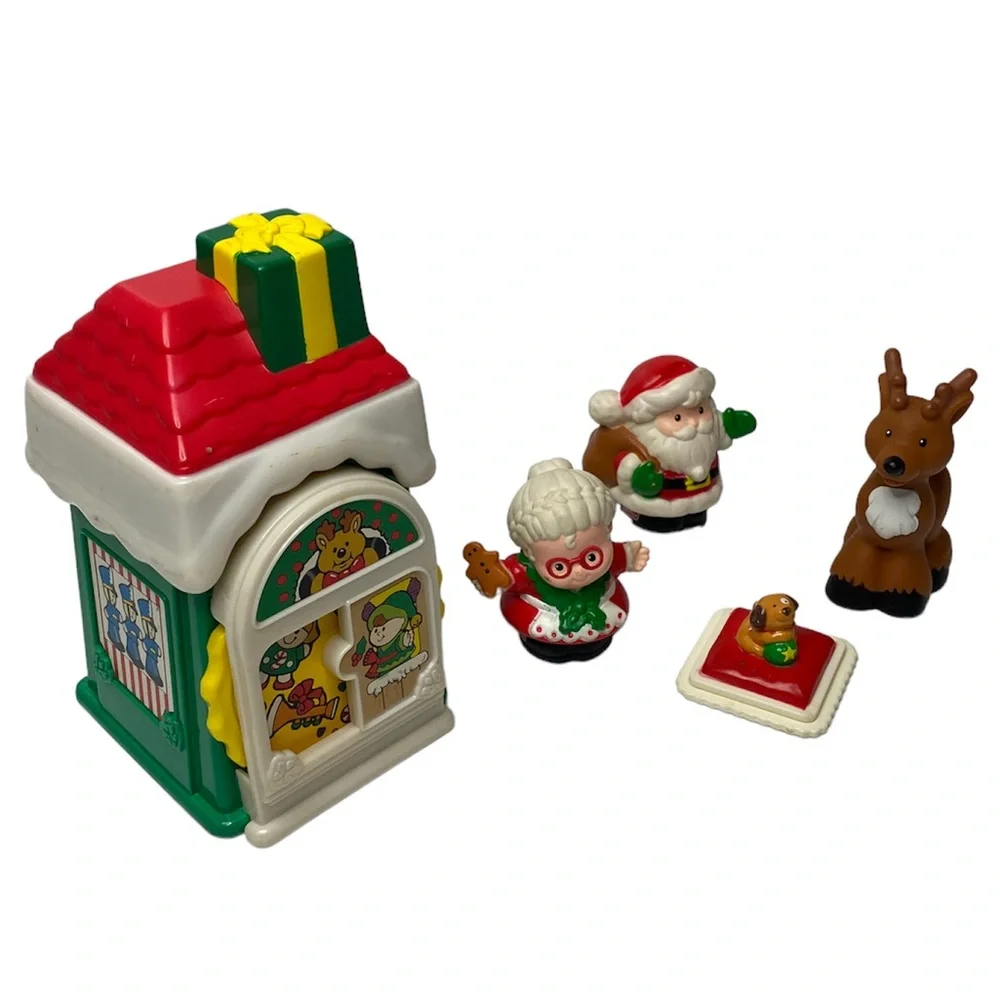 Little People Vintage Fisher Price Christmas Shop Santa Mrs Claus Reindeer Y2K